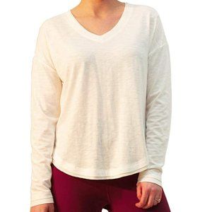Nanette Lepore Play Rib Trim V-Neck Long Sleeve Tee